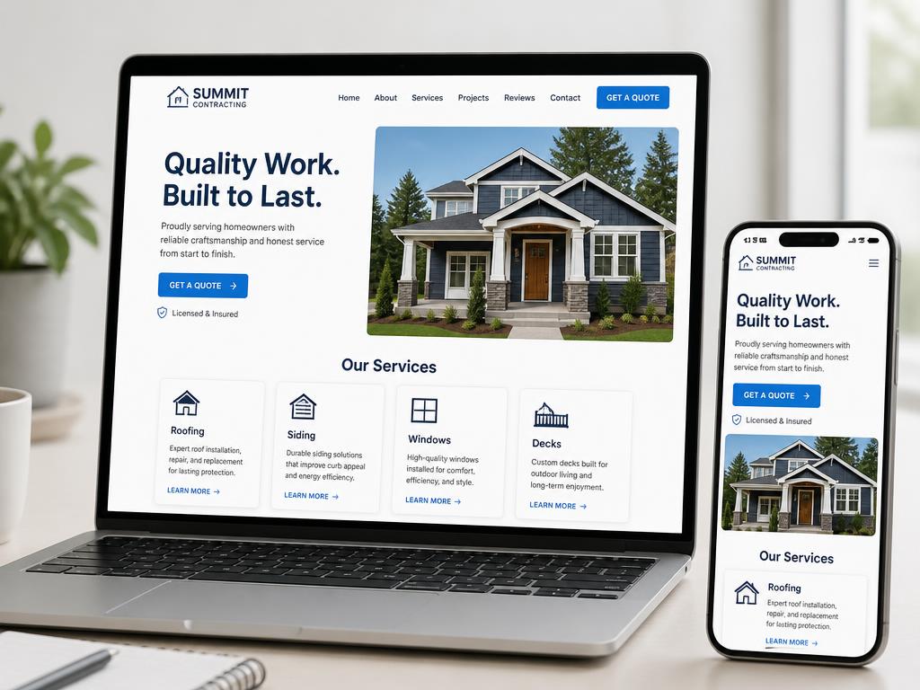 Modern premium website mockup on a laptop and phone