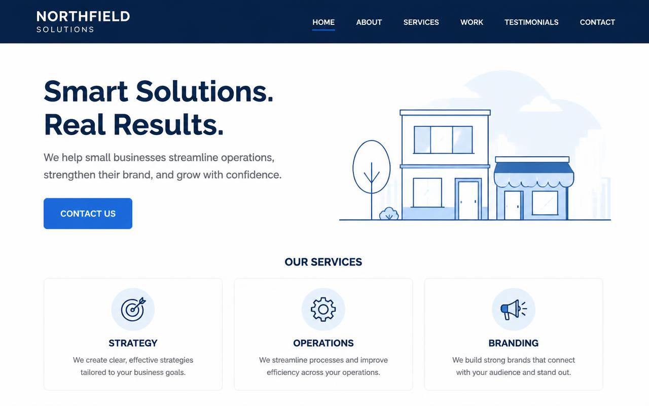Small business website previewed during a website audit